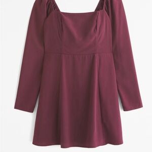 Abercrombie XXS Petite Long-Sleeve Crepe Mini Dress in color Deep Wine